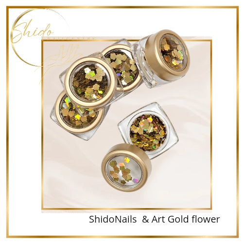 Pailletten Gold Flower - ShidoNails® - nailart