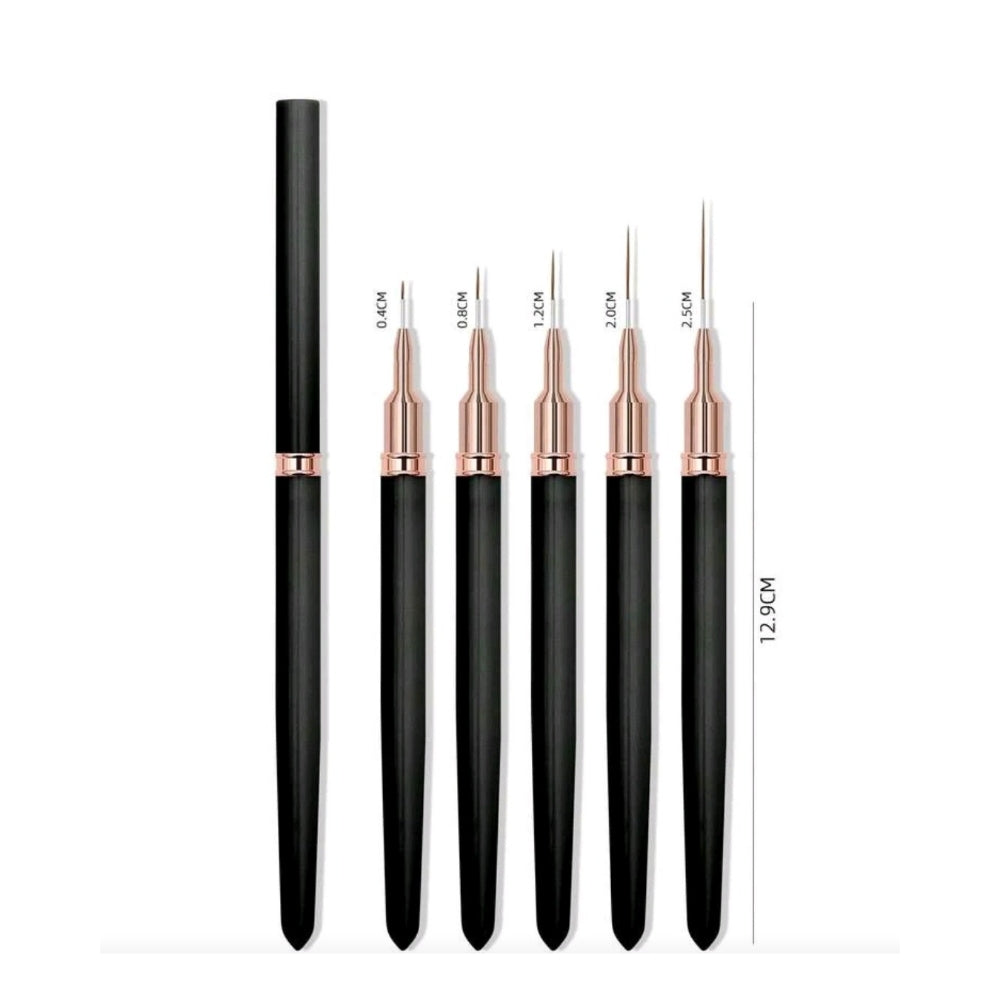 5 verschillende fineliner nailart penselen zwart met rose goud