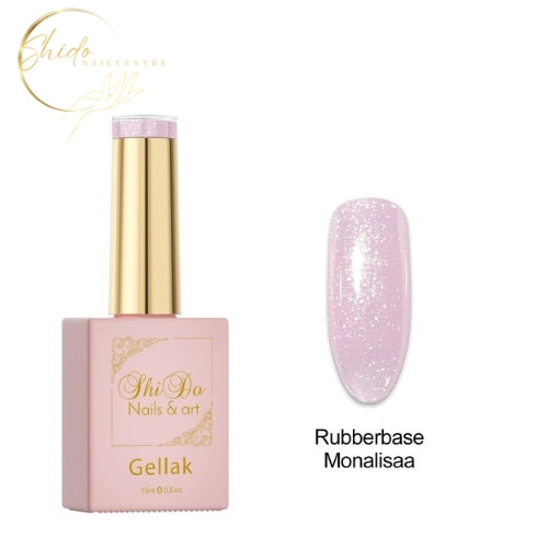 Rubberbase Monalisa gel kleur zacht roze met shimmer van ShidoNails Verstevigende basegel