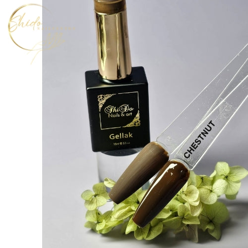 bruine gellak volle dekking en rijke diepe kleur van shidonails®