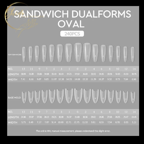 Sandwich Dual Forms – ShidoNails® – ovaal – Dual Forms voor nagelverlenging