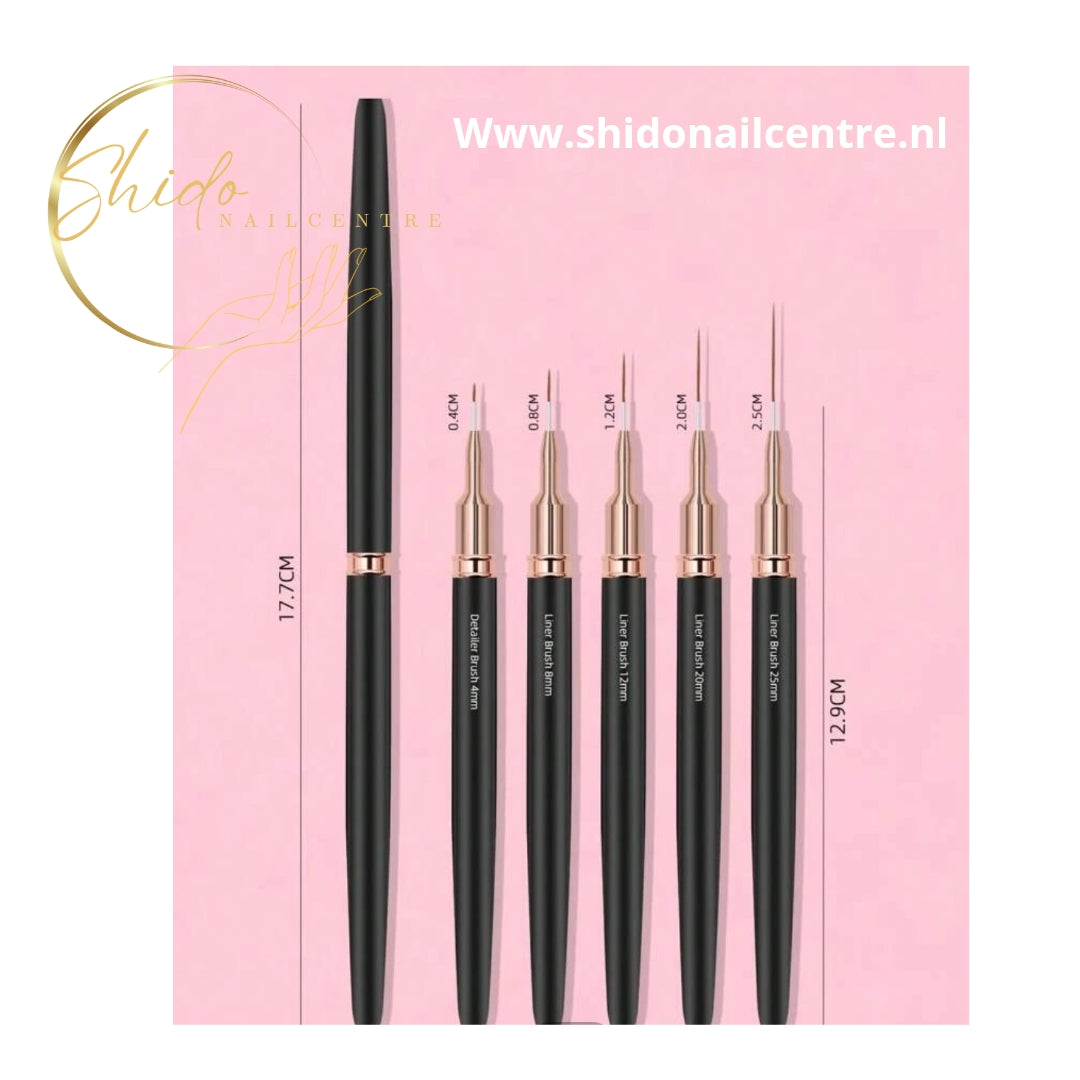 Fine liner penselen Zwart - ShidoNails® - nailart penseel