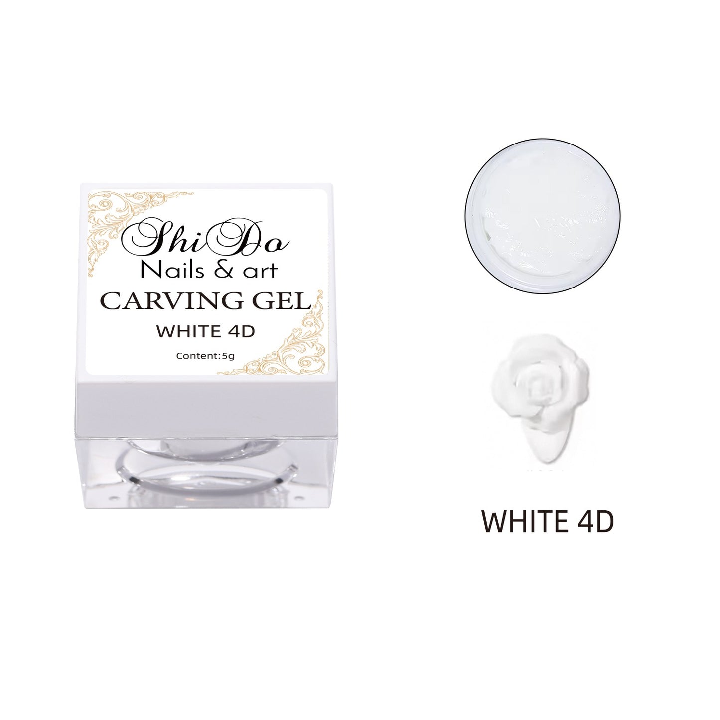 Deze melk witte gel leent zich voor 4D nailart te maken. 