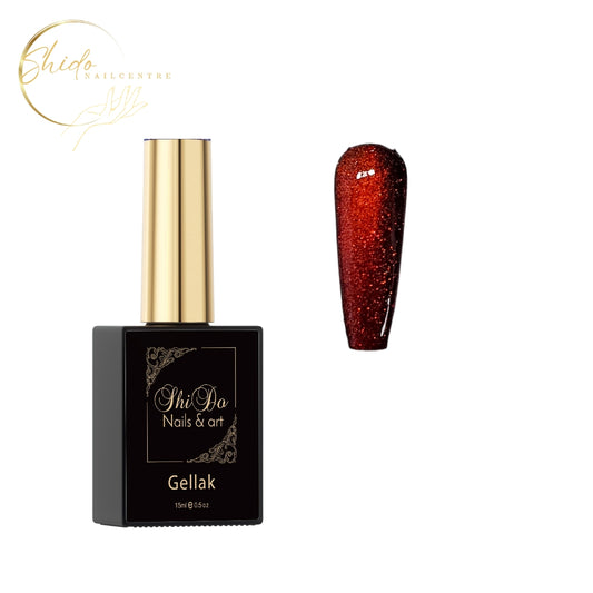 Shidonails Cateye venus rood met heel veel sparkels