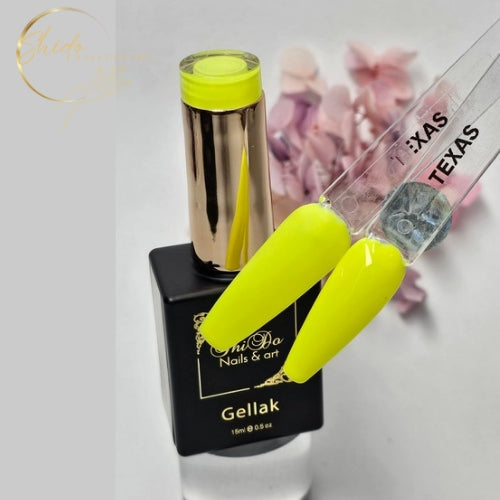 neon gele gellak- volle dekking en rijke diepe kleur van Shidonails & Art