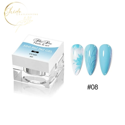 Blauwe PatPat gel van ShidoNails® voor abstracte nailart en speelse nageldesigns