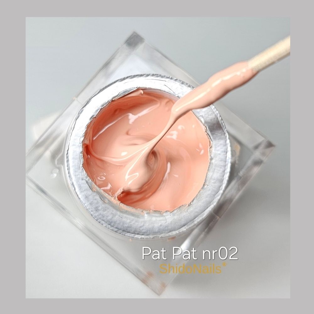 Pat Pat nailart gel nr02 ShidoNails peach nude kleur creamy gel textuur geschikt voor nailart en stempelen nagel winkel