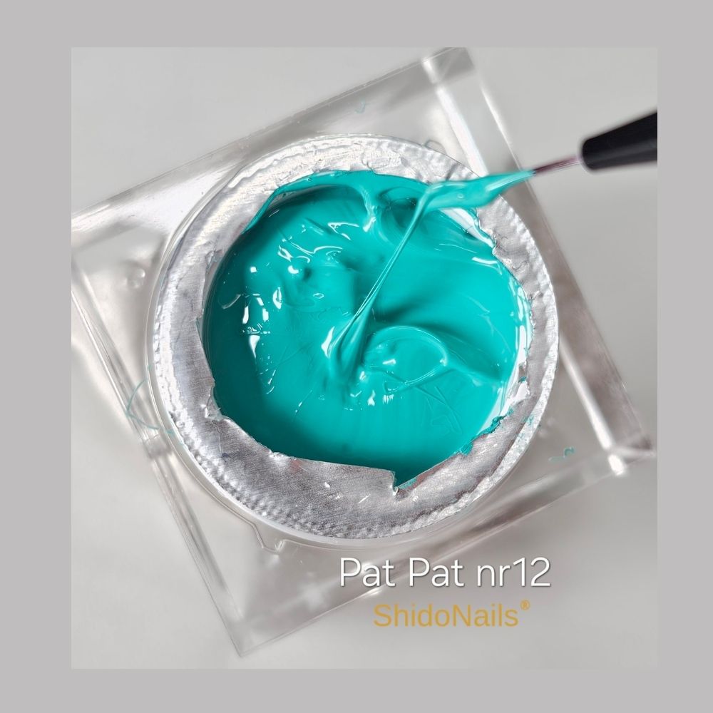 Pat Pat nailart gel nr12 ShidoNails turquoise kleur sterke pigmentatie en dikke textuur voor nailart nagel winkel