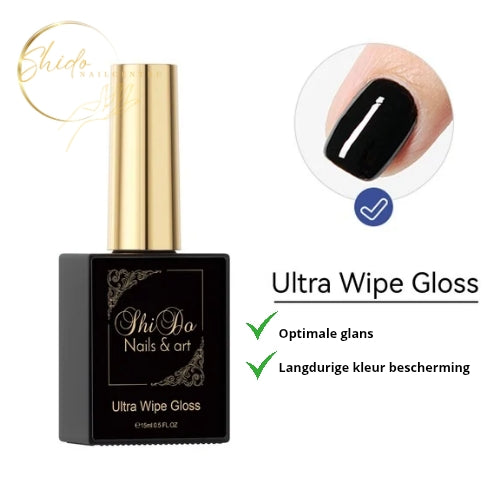 Ultra Wipe Gloss – ShidoNails® – professionele wipe topcoat met hoogglans en kleur bescherming heeft een plaklaag 