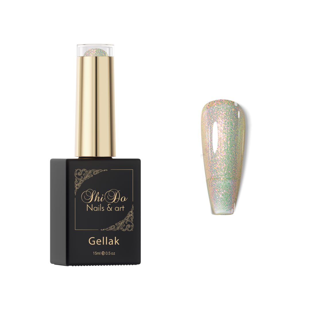 Meermaid Gellak Urzula met iriserende parelmoer gloed en fijne shimmer. De glans verandert met de lichtinval.