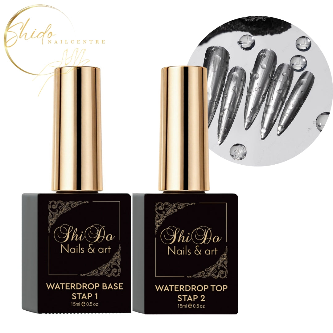 ShidoNails® Water Drops Base & Top voor het creëren van een realistisch waterdruppel-effect op gellak, BIAB en nail art.