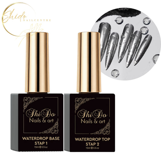 ShidoNails® Water Drops Base & Top voor het creëren van een realistisch waterdruppel-effect op gellak, BIAB en nail art.