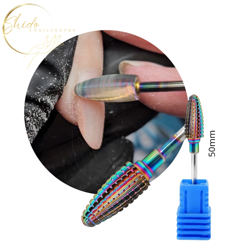 Carbide Bit Fijne Punt – Voor Hybride Gel, BIAB & Acrylgel. Met bit in beeld op kunstnagel