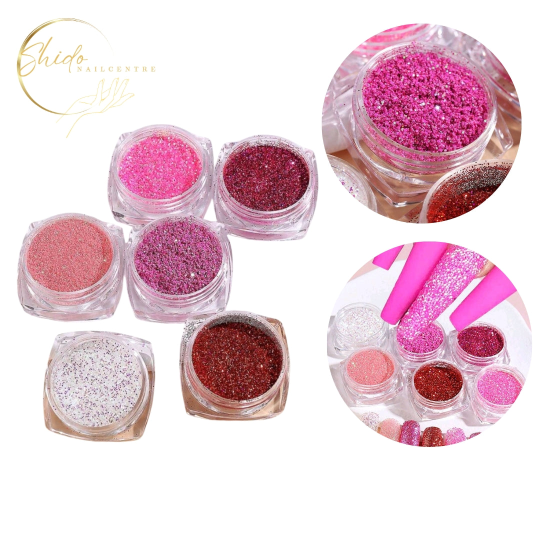 Pink Lady glitters - ShidoNails® - 6 nailart glitters