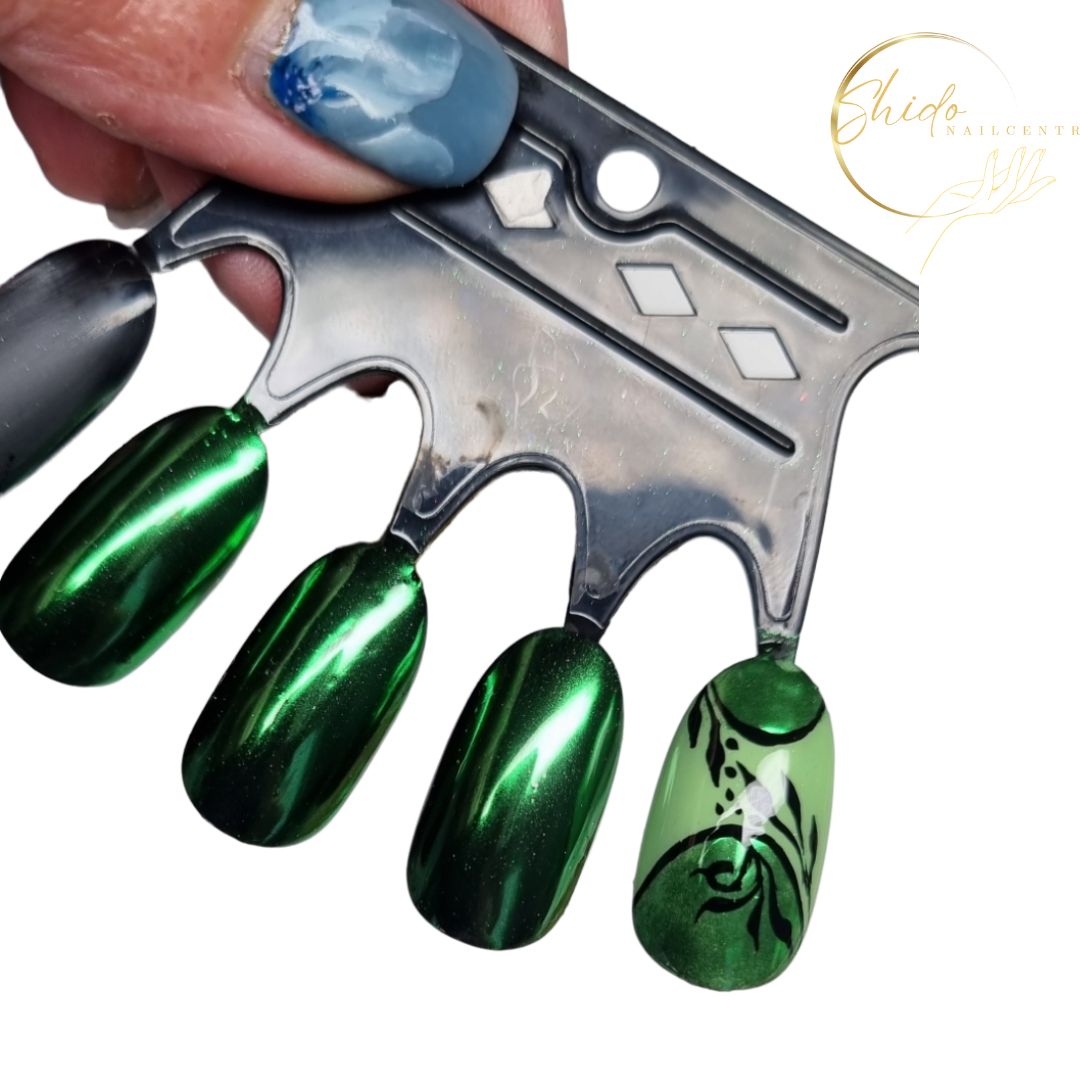 Titanium Chrome donker groen #09 - ShidoNails® - donker groene chrome poeder 5gr