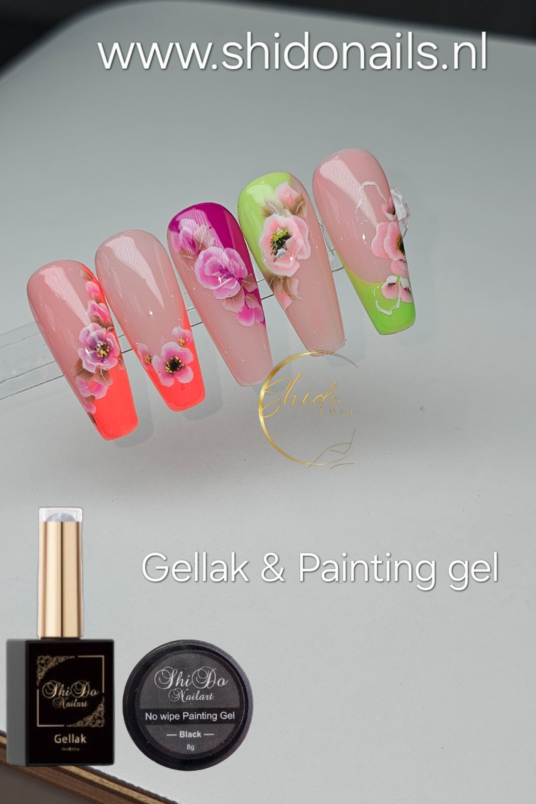 Leer de eerste basis one stroke bloemen in level 1 van shidonails