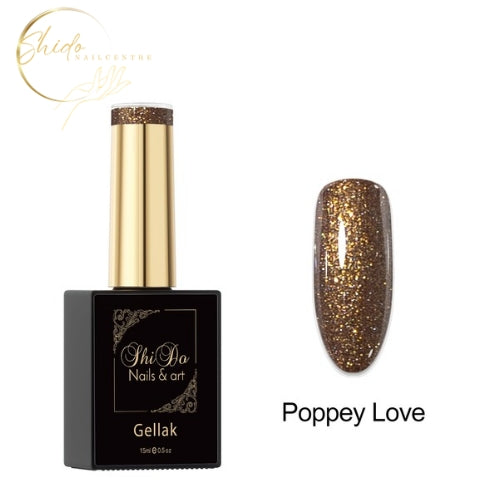 Poppey Love Goud - ShidoNails® - Glitter Gellak 15ml