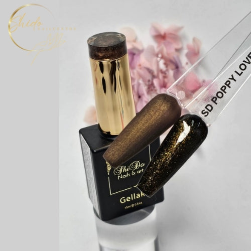 Poppey Love Goud - ShidoNails® - Glitter Gellak 15ml