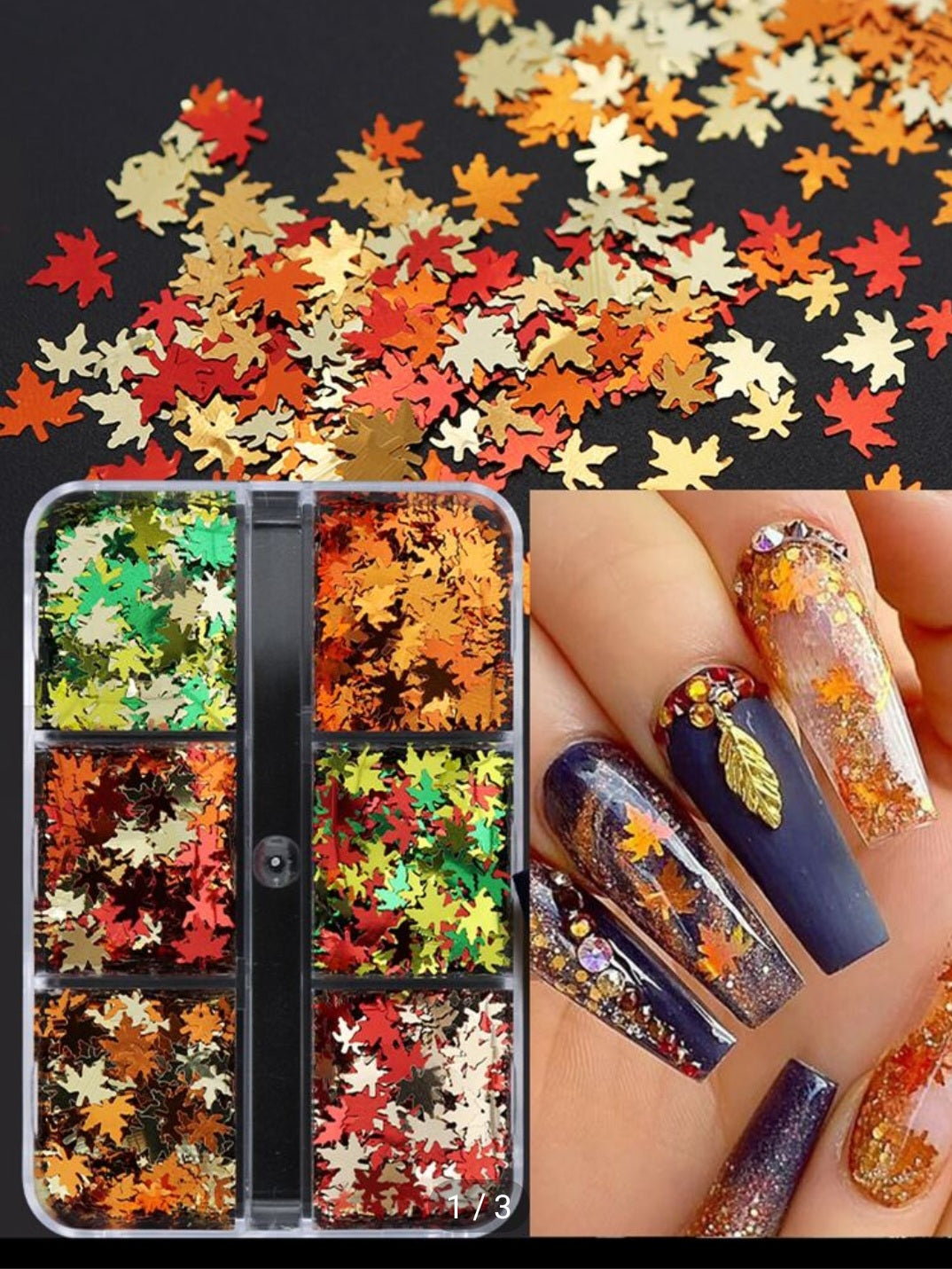 Herfst glitters - ShidoNails® - gouden blaadjes voor nailart