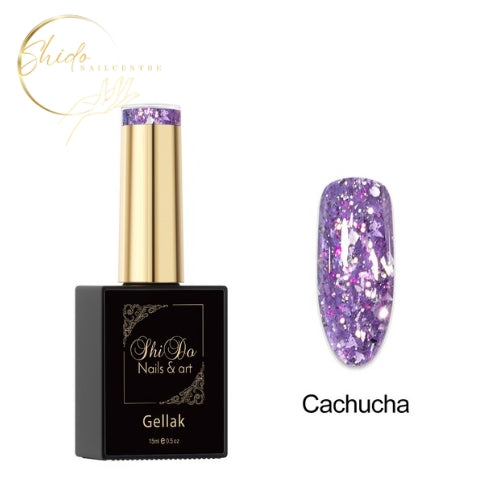 ShidoNails & Art glitter gellak Cachucha Paars – vegan paarse gellak met glitters, hema-free.