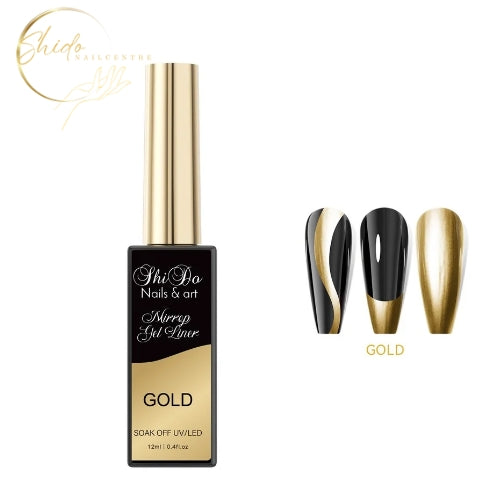 Gouden nailart gellak met fijn penseel