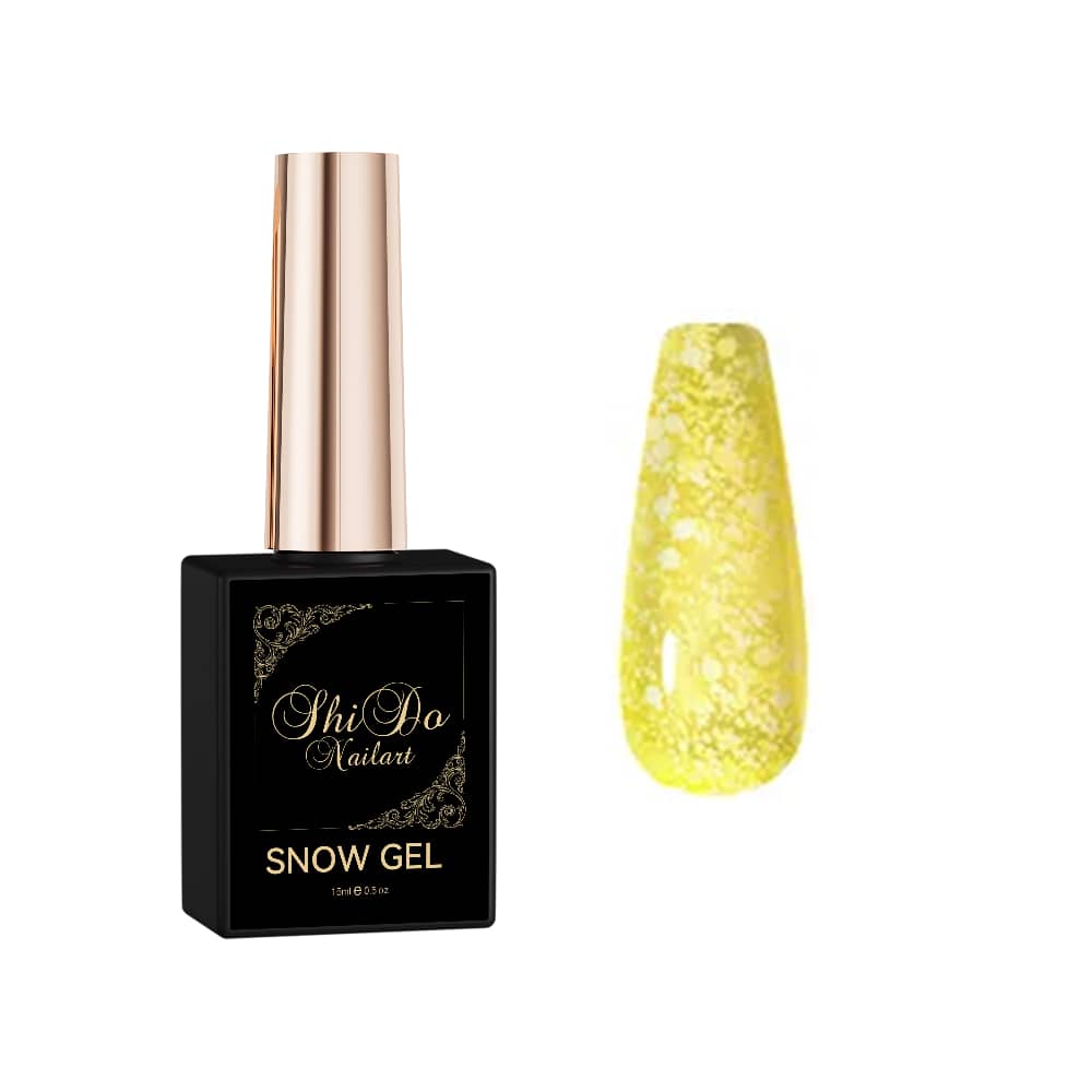 Snow  geel - ShidoNails® - transparant met spikkels gellak 15ml